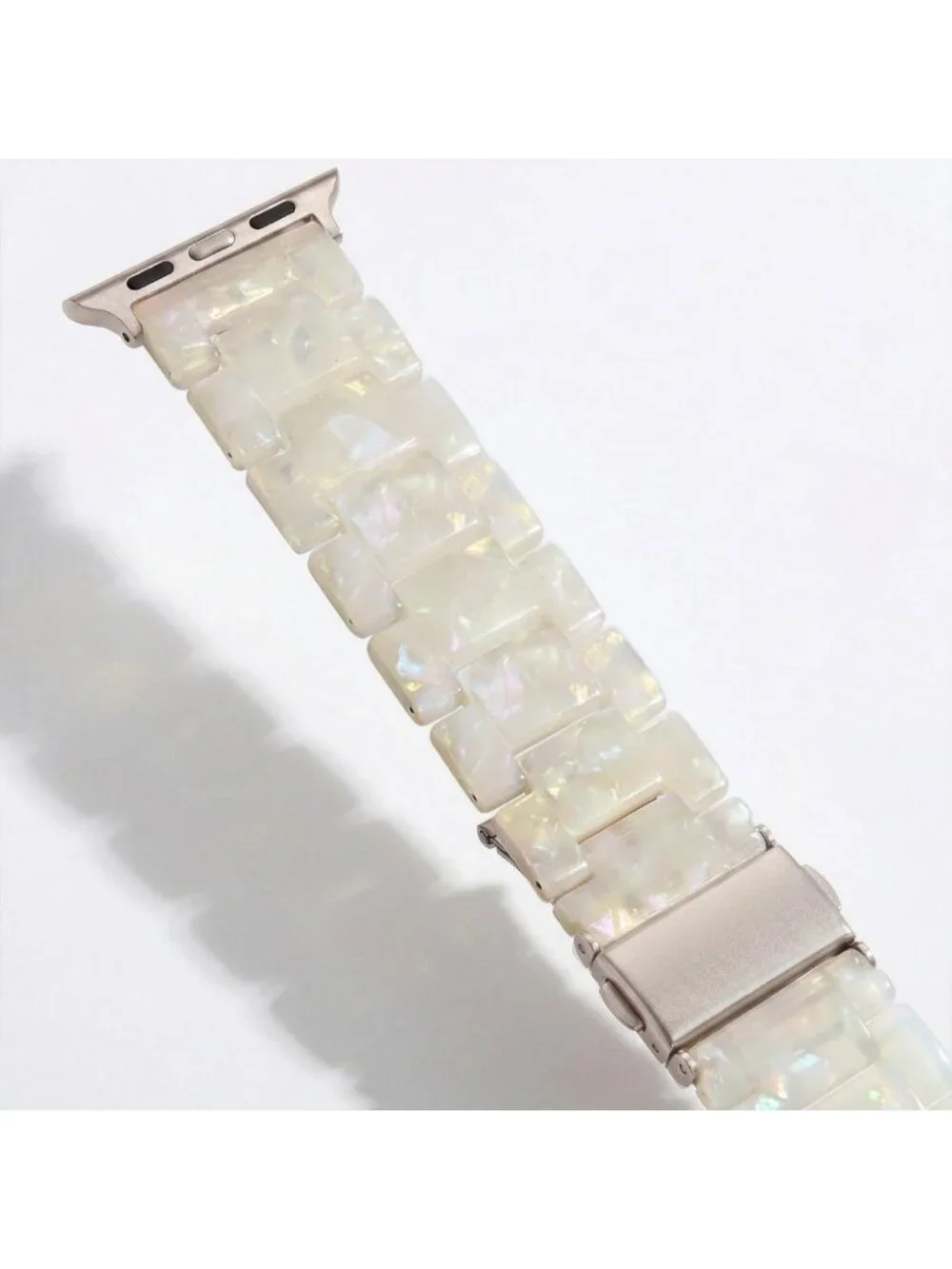 Stylish Lightweight Resin Watch Band for Apple Watch Series 1-11, Aurora White